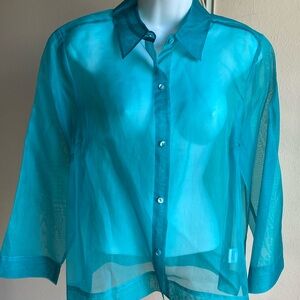Sigrid Olsen Sheer Silk button down over blouse. M NWT Y2K